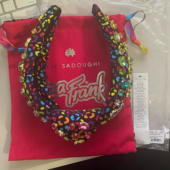 Lele Sadoughi x lisa frank bright rainbow leopard knot crystal headband new - Picture 9 of 17